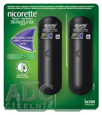 Nicorette Spray 1mg/dávka aer ors 150 dávok (fľ.PET+dávkovač) 2x13,2 ml