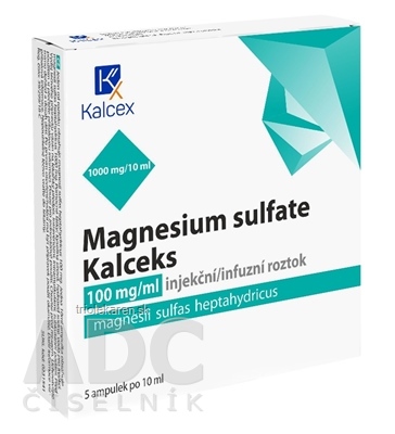 Magnesium sulfate Kalceks 100 mg/ml Injekčný a infúzny roztok 5 x 10 ml