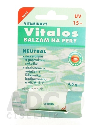 VITALOS Balzam na pery neutral SPF 15 vitamínový 1 ks