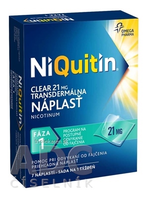 NiQuitin CLEAR 21 mg/24 h Transdermálna náplasť 7 ks