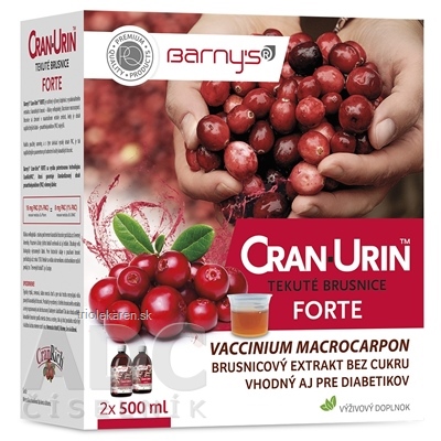 Barny's CRAN-URIN FORTE tekuté brusnice 2x500 ml (1000 ml), 1x1 set