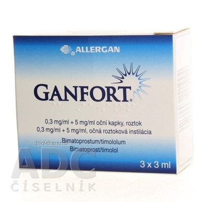 GANFORT Očná roztoková instilácia 300 µg/ ml+5 mg/ ml 3 x 3 ml