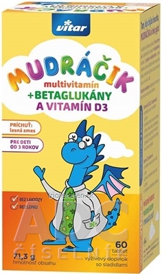 VITAR MUDRÁČIK multivitamín + BETAGLUKÁNY tablety príchuť lesná zmes 60 ks