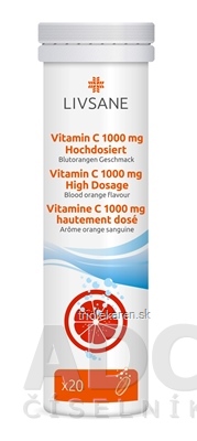 LIVSANE Vitamín C 1000 mg šumivé tablety príchuť červený pomaranč 20 ks