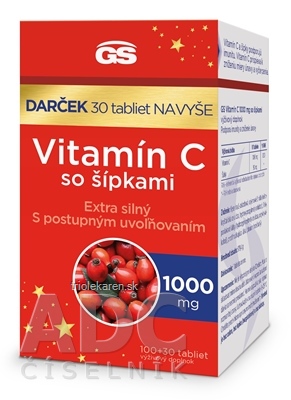 GS Vitamín C 1000 mg so šípkami darček 2023 tbl 100+30 navyše (130 ks)