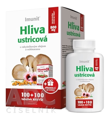 Imunit HLIVA ustricová 800 mg kapsuly s rakytníkom 200 ks + darček Vitamín C tablety 90 ks