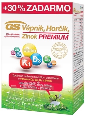 GS Vápnik, Horčík, Zinok PREMIUM tbl 100+30 (30% zadarmo) (130 ks)