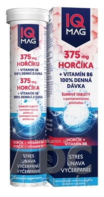 IQ MAG HORČÍK 375 mg + Vitamín B6 šumivé tablety s pomarančovou príchuťou 1x20 ks