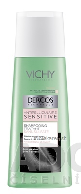 VICHY DERCOS ANTI-PELLICULAIRE SENSITIVE šampón proti lupinám citlivá pokožka 200 ml