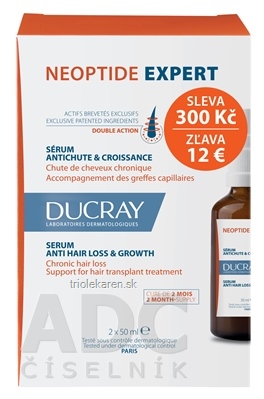 DUCRAY NEOPTIDE EXPERT SÉRUM proti vypadávaniu a na rast vlasov 2 x 50 ml