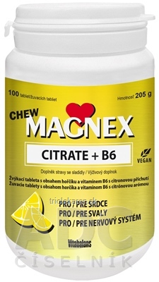 Vitabalans MAGNEX CITRATE + B6 CHEW žuvacie tablety 1x100 ks