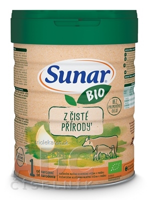 Sunar BIO 1 počiatočná mliečna výživa (od narodenia) 1x700 g