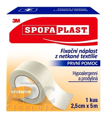 3M SPOFAPLAST č.732 Fixačná náplasť 2,5cm x 5m, z netkanej textílie, cievka, 1x1ks