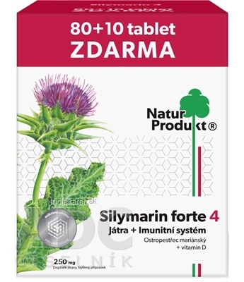 NaturProdukt Silymarin forte 4 tbl pečeň + imunitný systém (80+10 zadarmo) (90 ks)