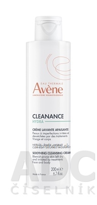 AVENE CLEANANCE HYDRA Upokojujúci umývací krém pleť so sklonom k nedokonalostiam 200 ml