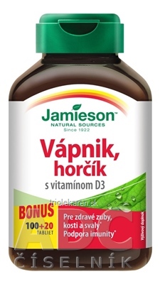 JAMIESON VÁPNIK, HORČÍK S VITAMÍNOM D3 tbl 100+20 zadarmo (120 ks)