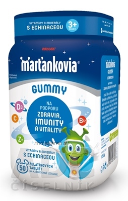 WALMARK Marťankovia GUMMY s Echinaceou želatínové tablety príchuť jahoda a čerešňa 50 ks