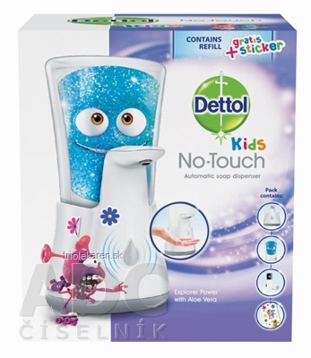 Dettol Kids Dobrodruh (Aloe vera) bezdotykový dávkovač mydla + náplň 250 ml + samolepky, 1