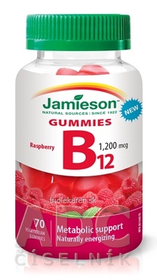 JAMIESON VITAMÍN B12 GUMMIES želatínové pastilky s malinovou príchuťou 70 ks