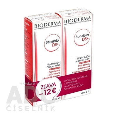 BIODERMA Sensibio DS+ BALÍK upokojujúci čistiaci krém 2x40 ml (12 Eur ZĽAVA),1x1 set