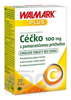 WALMARK Céčko 100 mg cmúľacie tablety s pomarančovou príchuťou 30 ks