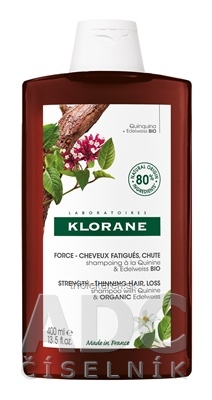 KLORANE SHAMPOOING A LA QUININE & EDELWEISS BIO šampón s chinínom a bio plesnivcom 400 ml