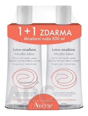 AVENE LOTION MICELLAIRE (DUO) micelárna voda pre všetky typy pleti (1+1 zdarma) 2x500 ml