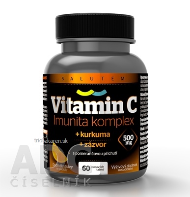 Vitamín C 500 mg Imunita komplex SALUTEM cmúľacie tablety s kurkumou a zázvorom 60 ks