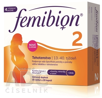 Femibion 2 Tehotenstvo tbl 28 + cps 28 (kys. listová + vitamíny, minerály + DHA) 1x56 ks