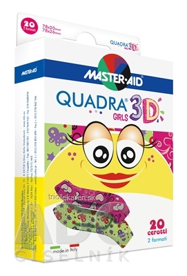 QUADRA 3D GIRLS Náplasť pre dievčatá 2 veľkosti 78 x 20 mm 78 x 26 mm 20 ks