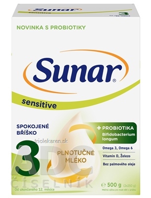 Sunar Sensitive 3 mliečna výživa od ukonč. 12. mesiaca 500 g