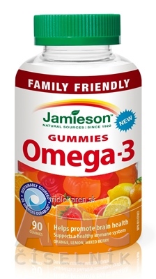 JAMIESON OMEGA-3 GUMMIES želatínové pastilky, mix ovocných príchutí 1x90 ks