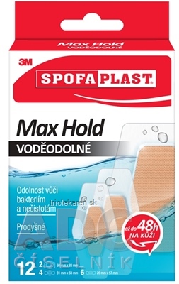 3M SPOFAPLAST č.191N Náplasti VODEODOLNÉ Max Hold 3 veľkosti, 1x12 ks