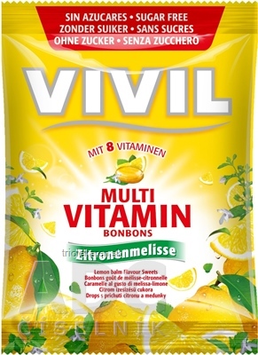 VIVIL BONBONS MULTIVITAMÍN drops s príchuťou citrónu a medovky, bez cukru 1x60 g