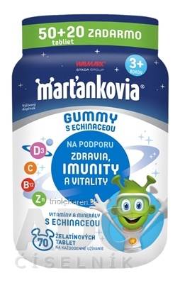 WALMARK Marťankovia GUMMY s Echinaceou želatínové tablety jahoda a čerešňa 70 ks