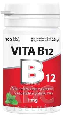 Vitabalans VITA B12 1 mg žuvacie tablety s príchuťou mäty 100 ks