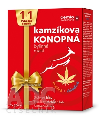 Cemio Kamzíkova konopná masť 1 + 1 hrejivá + chladivá 2 x 200 ml 1 set