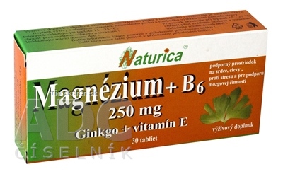 Naturica MAGNEZIUM 250 mg+B6+Ginkgo+vitamín E tbl 1x30 ks