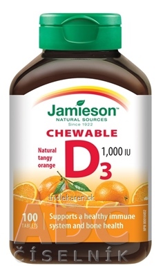 JAMIESON VITAMÍN D3 1000 IU POMARANČ tbl na cmúľanie 1x100 ks