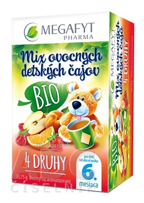 MEGAFYT Mix BIO ovocných detských čajov 4 druhy čajov od ukončeného 6. mesiaca 38,75 g