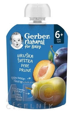 Gerber Natural Kapsička Hruška a slivka ovocná desiata (od ukonč. 6. mesiaca) 1x90 g