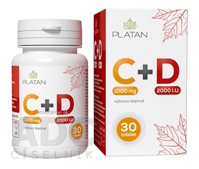 PLATAN Vitamín C 1000 mg + D 2000 I.U. tablety s postupným uvoľňovaním 30 ks