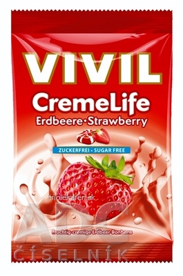 VIVIL BONBONS CREME LIFE Strawberry drops so smotanovo jahodovou príchuťou bez cukru 60 g