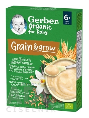 Gerber Organic Nemliečna KAŠA Vanilka pšenično-ovsená BIO (od ukonč. 6.mesiaca) 1x200 g