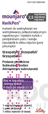 Mounjaro 2,5 mg/dávka KwikPen Injekčný roztok 10 mg pero napl. - KwikPen 2,4 ml