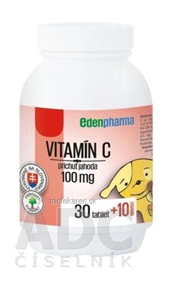 EDENPharma VITAMÍN C 100 mg príchuť jahoda tbl 30+10 zadarmo (40 ks)