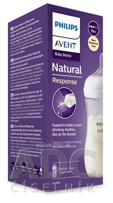 AVENT FĽAŠA Natural Response 260 ml priehľadná cumlík pre podporu rytmu pitia 1 m+ 1 ks