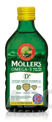 MOLLER´S Omega 3 RYBÍ OLEJ + vitamín D citrónová príchuť 1x250 ml