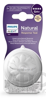 AVENT CUMLÍK na fľašu Natural Response 5 rýchly prietok, 6m+, silikónový 1x2 ks