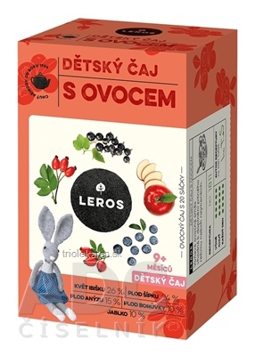 LEROS DETSKÝ ČAJ S OVOCÍM nálevové vrecká (od 9+ mesiacov) (inov. 2021) 20x2 g (40 g)